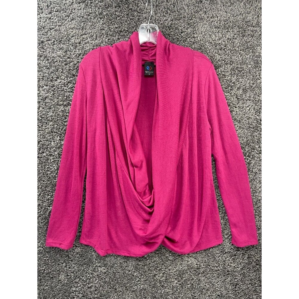 Rags & Couture Wrap Blouse Womens XL Pink Polyester Long Sleeve Draped Front